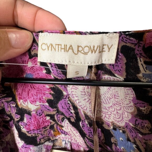 Cynthia Rowley Women's Small Floral Print Blouse‎ Stretch Short Sleeve Top - Picture 2 of 10